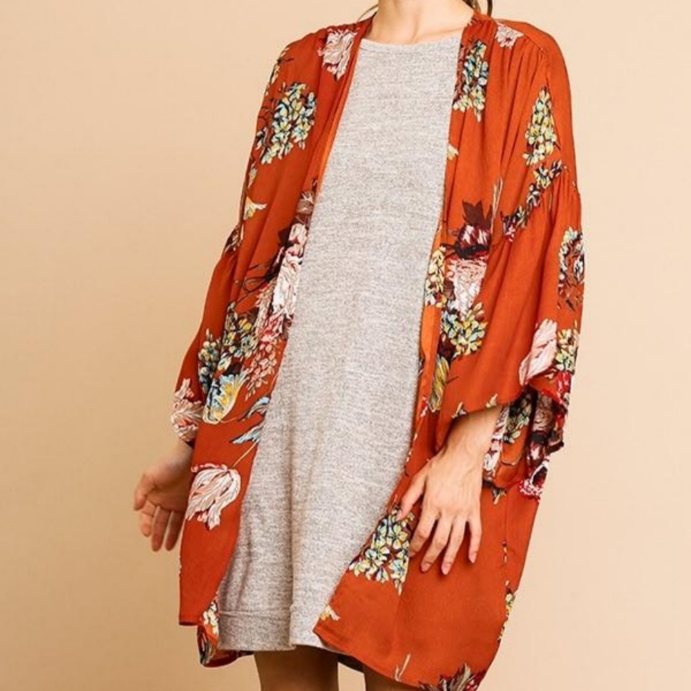 NWT Umgee Boho Bell Sleeve Kimono - Picture 4 of 8